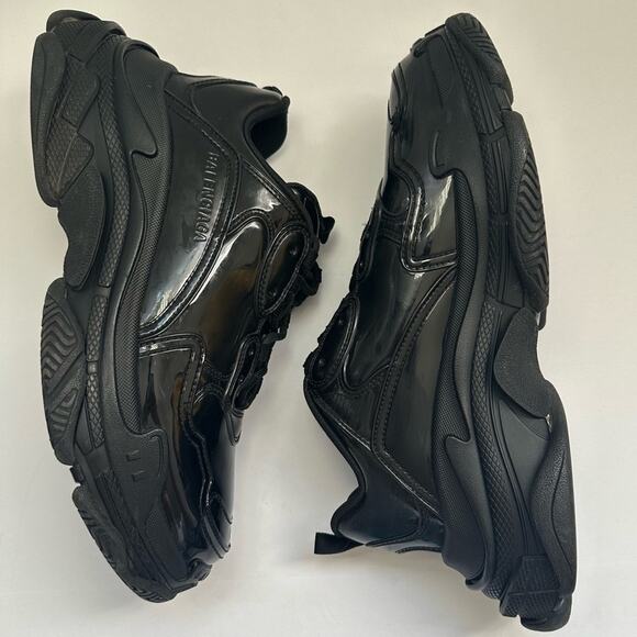 Balenciaga Triple S Shiny Rubber Sneakers in Black Men US 11 - Picture 2 of 14